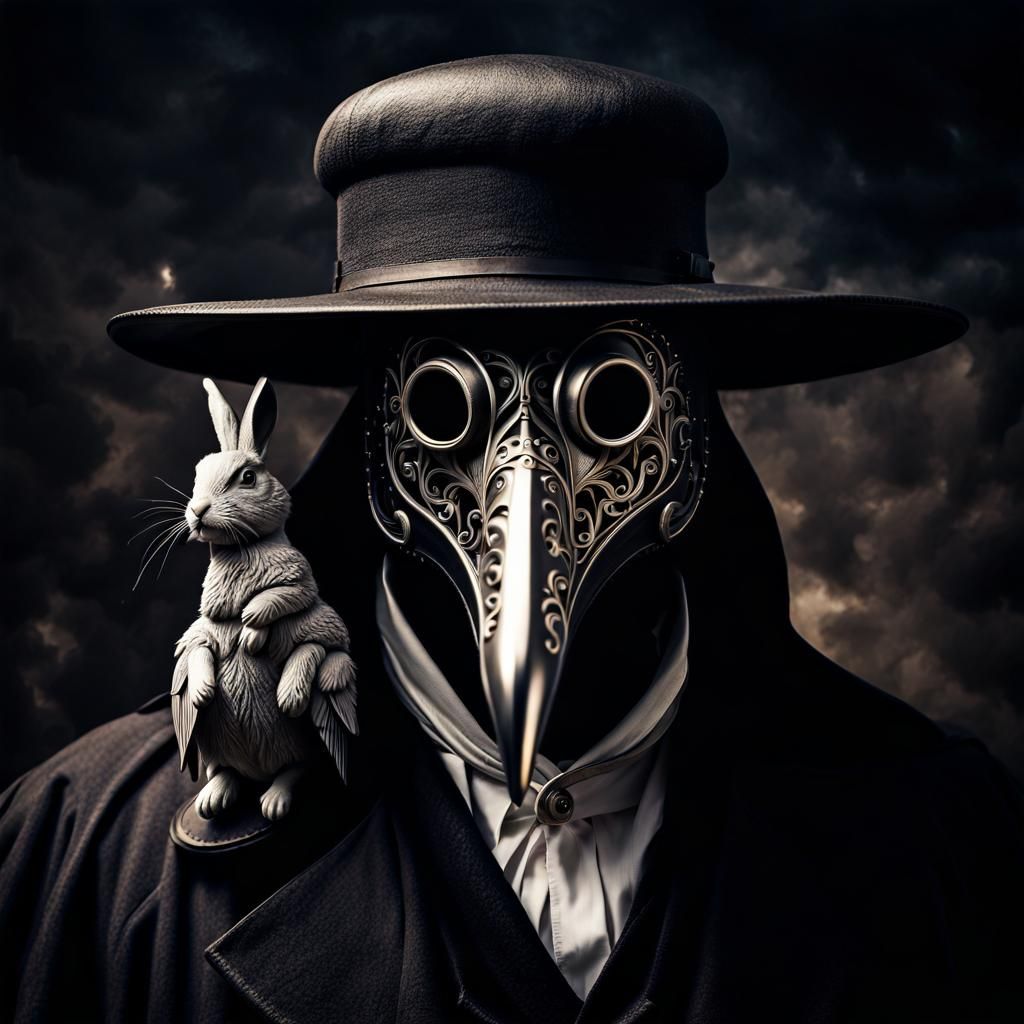 Plague Doctor with Rabbit Mask in HDR