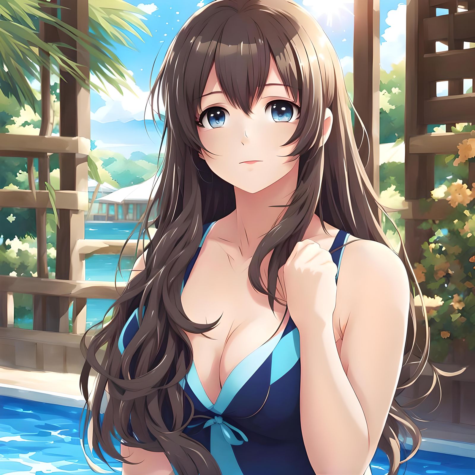 Anime Girl in Swimsuit, Manga Style
