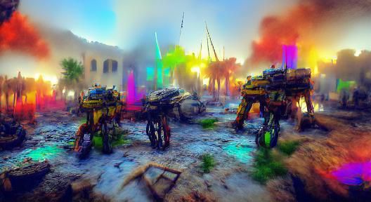Epic Mech Battle in Desert Landscape