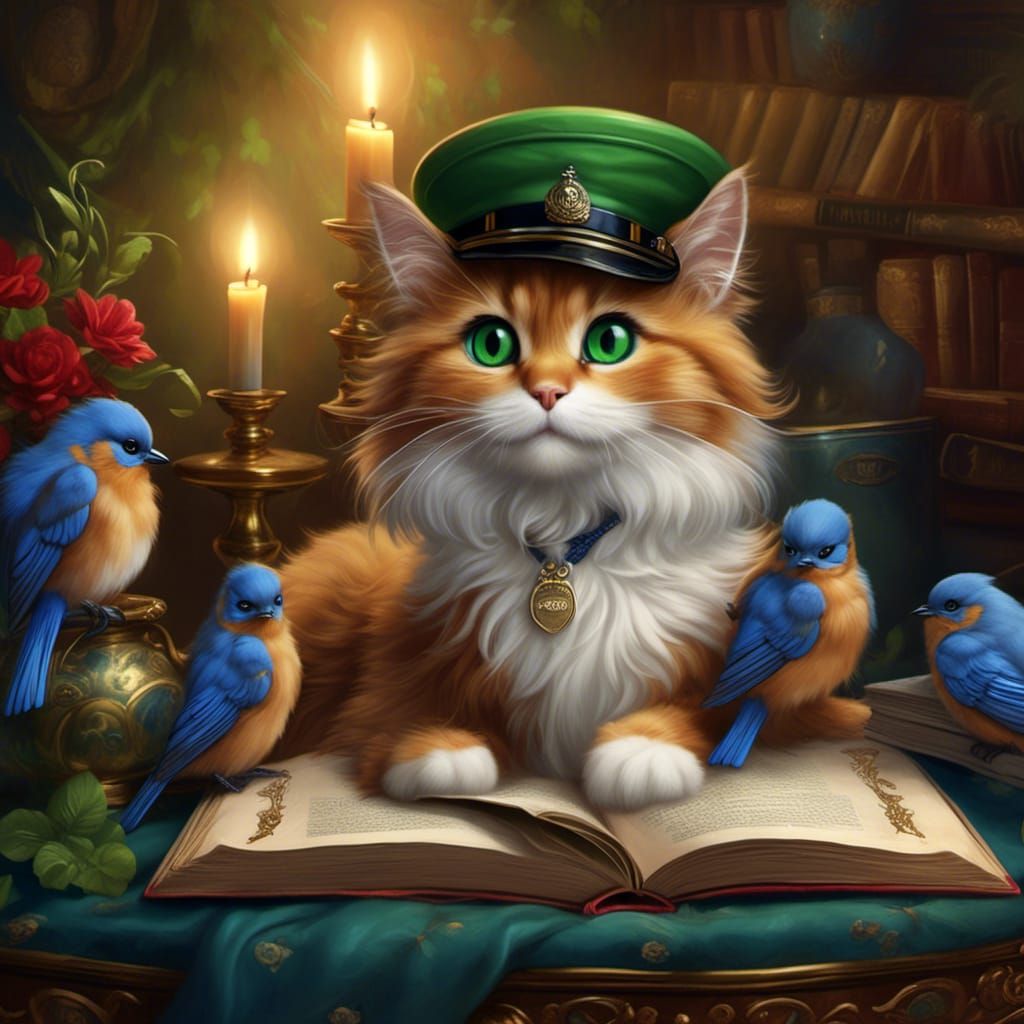 Maine Coon Cat in Rossetti Style