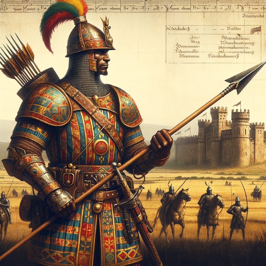 Medieval Bantu Javelineer in Traditional Battle Garb