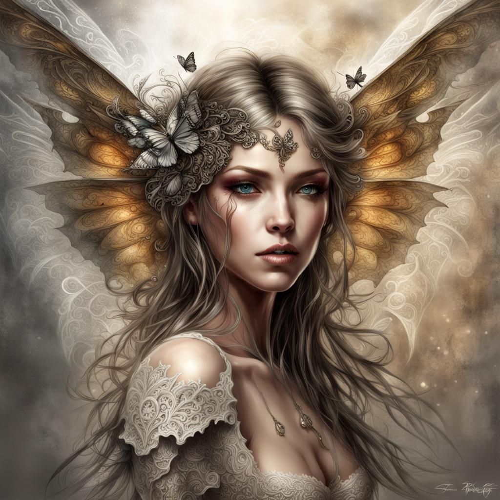 Butterfly-Winged Angel in Digital Art Style