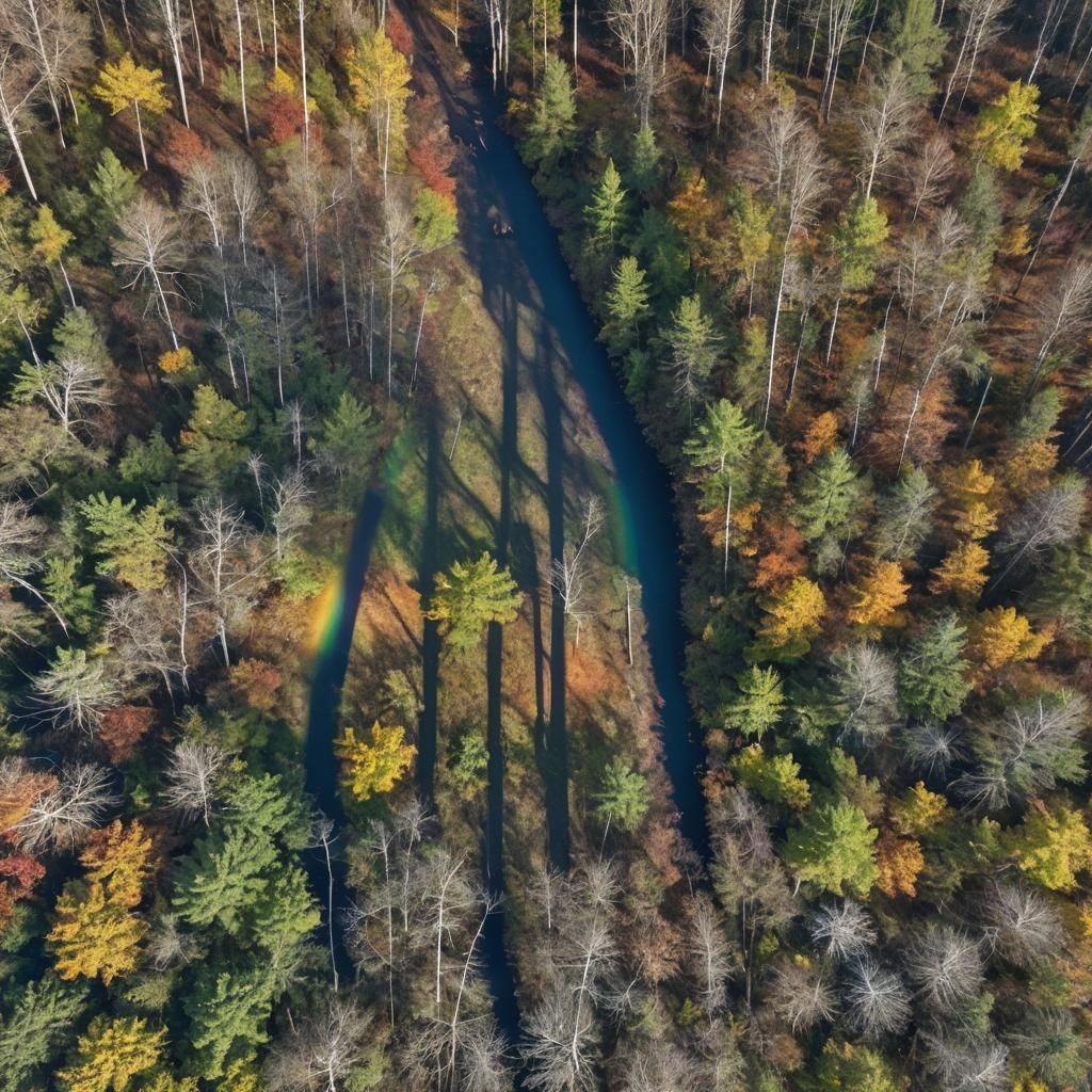 Forest Shadow and Rainbow Scenic View