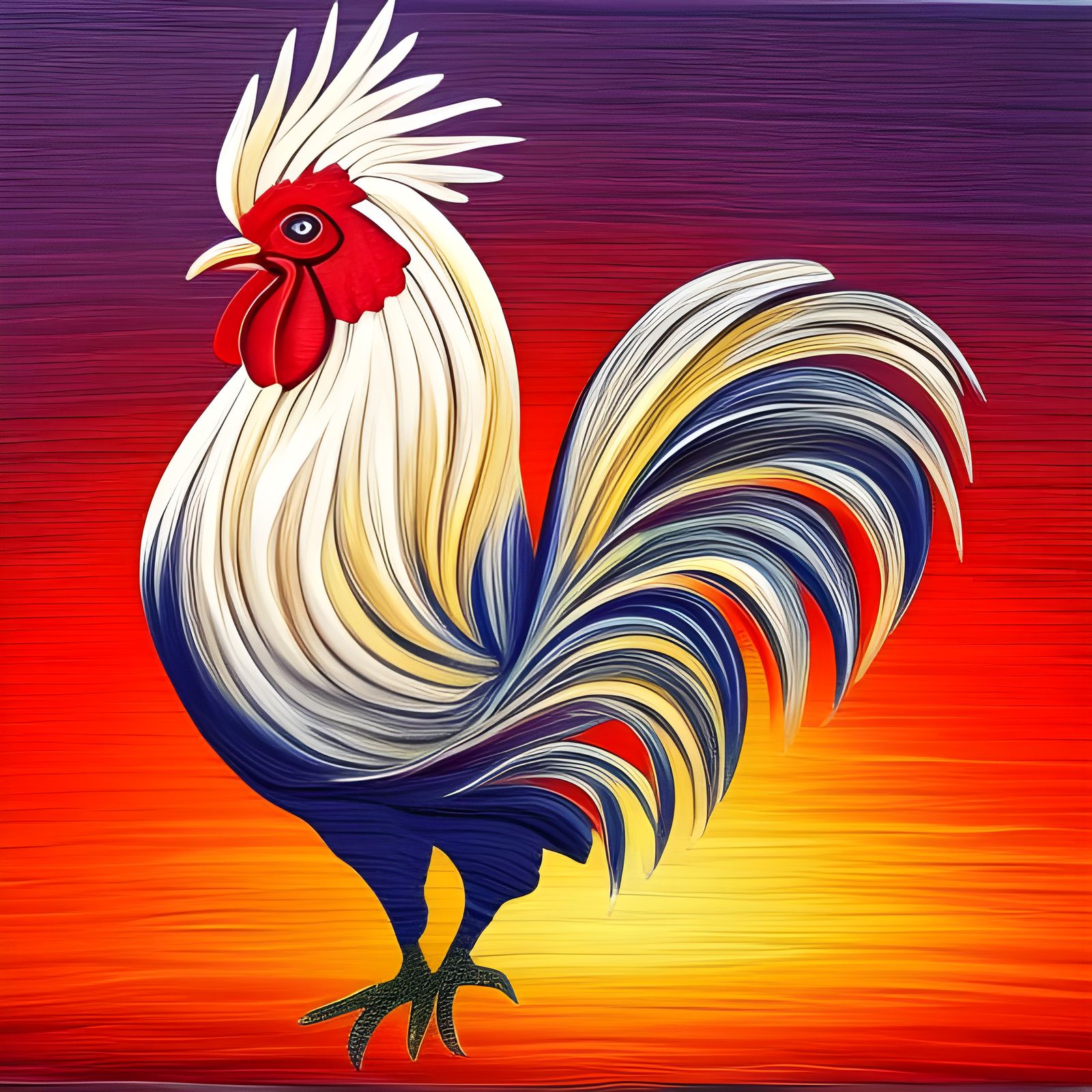 Rooster at Sunrise: Detailed Acrylic Art