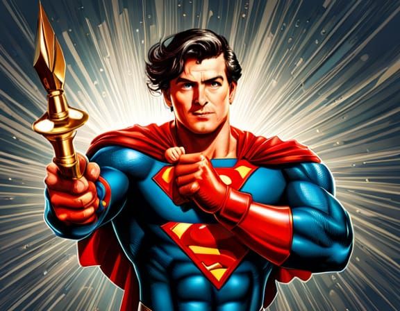 Vintage Superhero Blueprint Diagram in Color