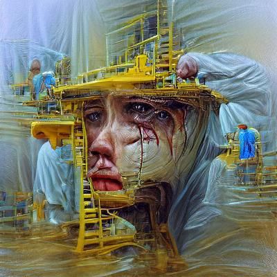 Dark Horror: Debilitating Job in Oil Painting Style