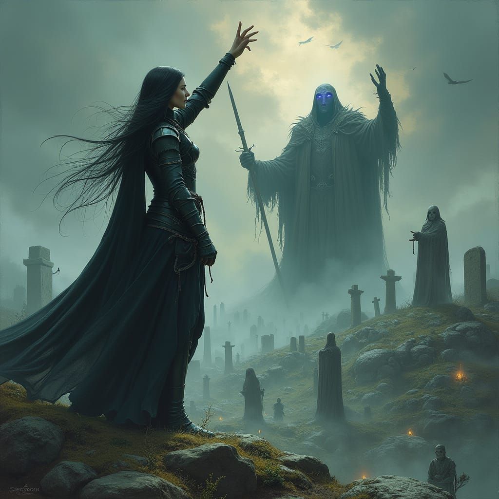 Drow Elf Necromancer Summons Undead Army