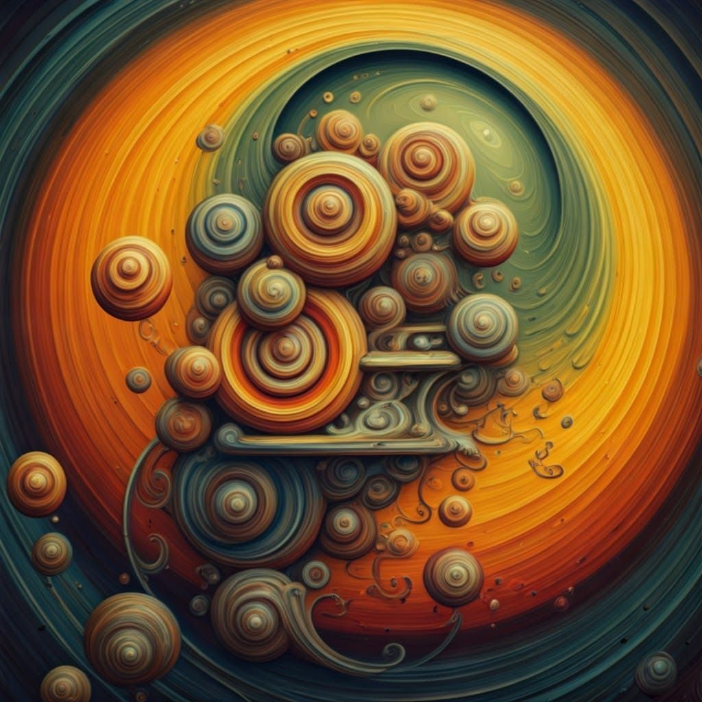 Surreal 3D Scene with Expressionist Oil Painting Background