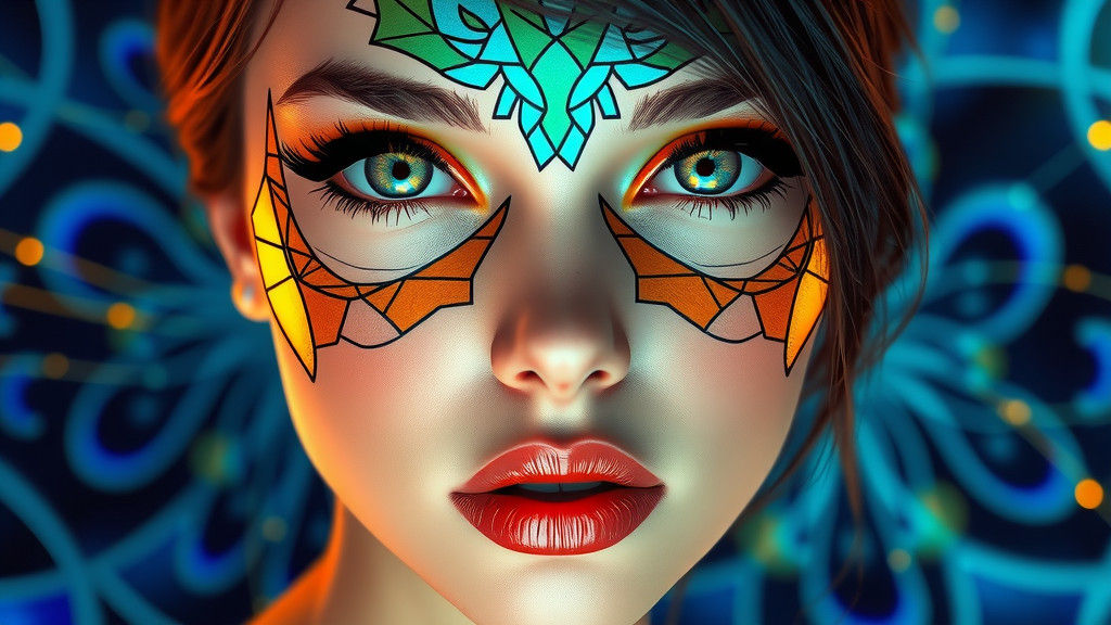 Futuristic Woman with Stained Glass Face
