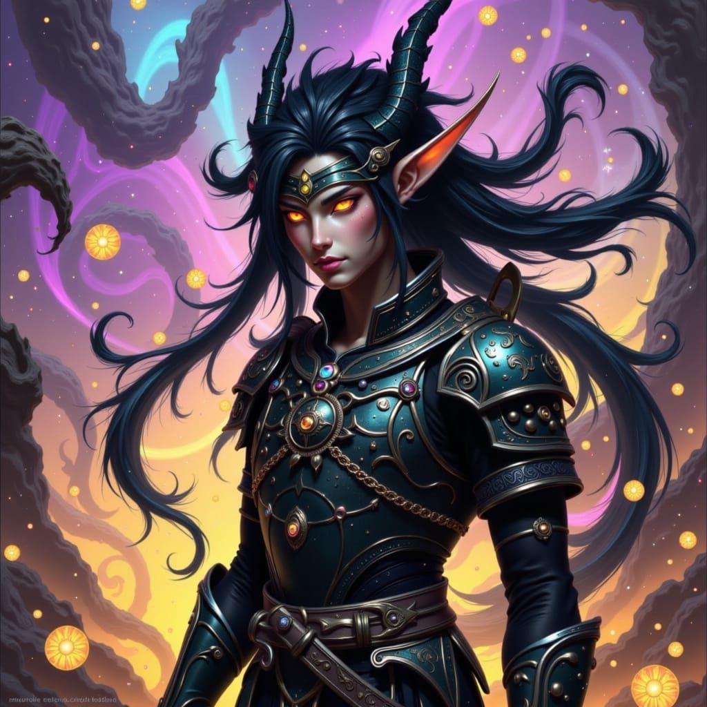 Drow Elf Samurai in Art Nouveau Armor