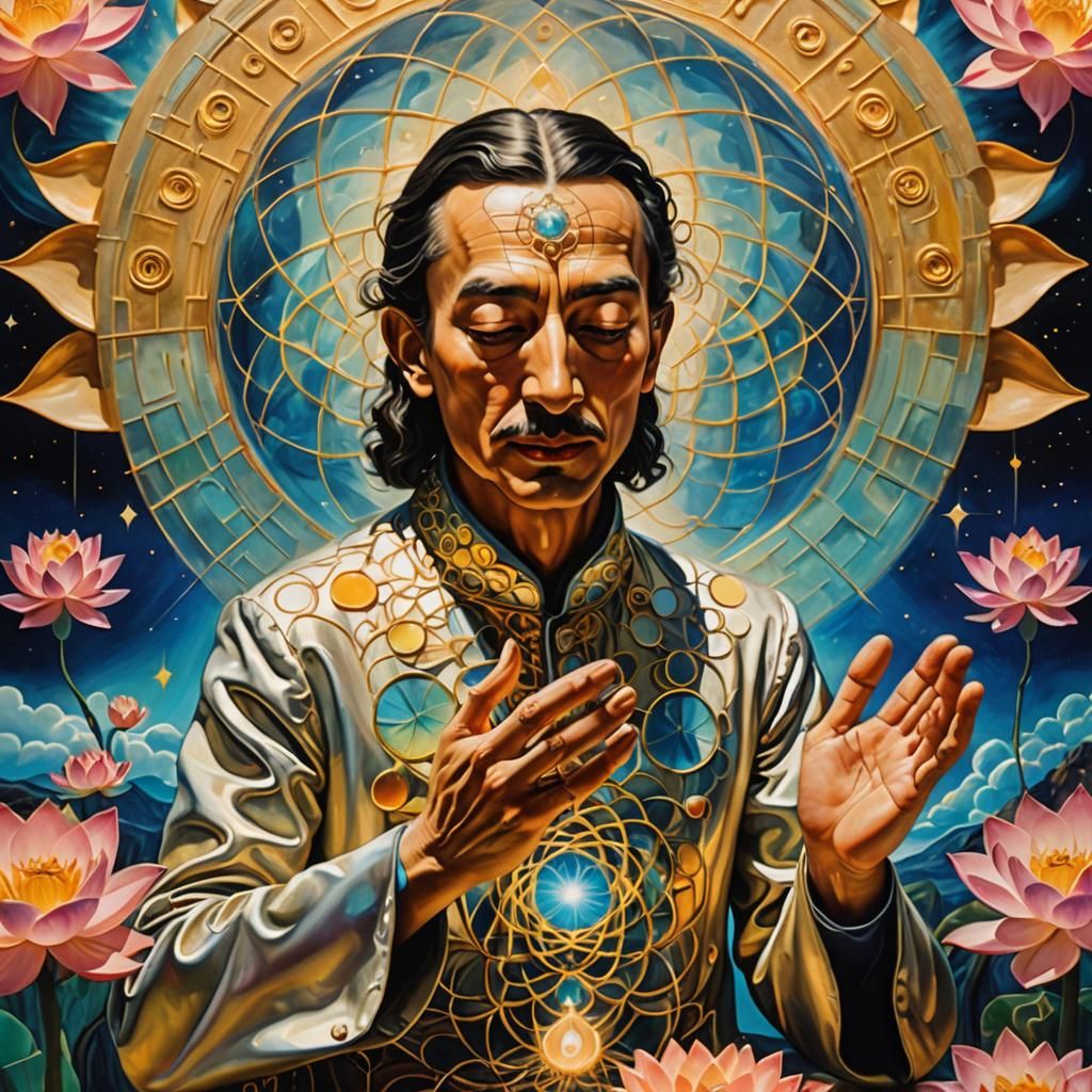 Surreal Meditation with Sacred Geometry in Dreamscape Style