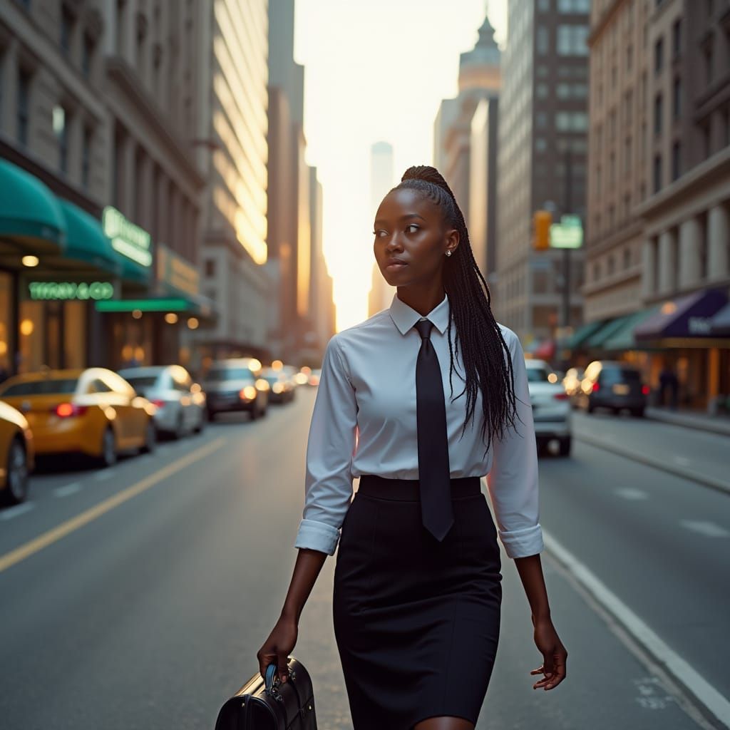 Confident Woman in Business District - Hyperrealistic Photo