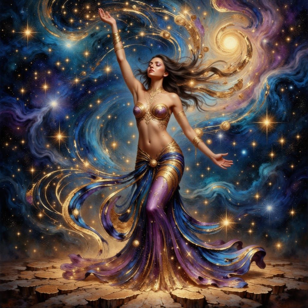 Celestial Belly Dancer Creates Constellations in Oil Paintin...