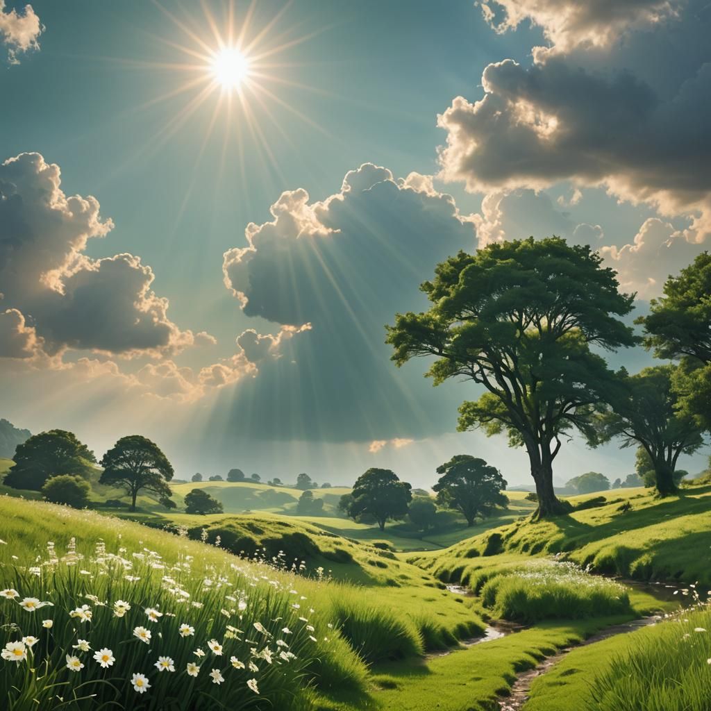 Pastoral Scene of Divine Guidance and Peace