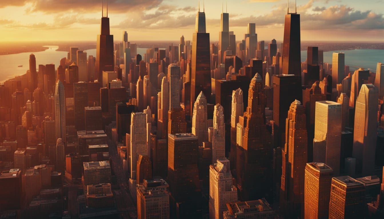 Chicago Sunset: Hyperrealistic Cinematic Cityscape