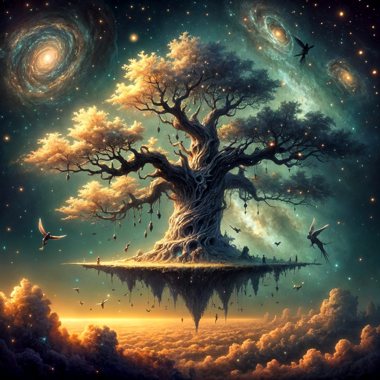 Cosmic Tree on Floating Island