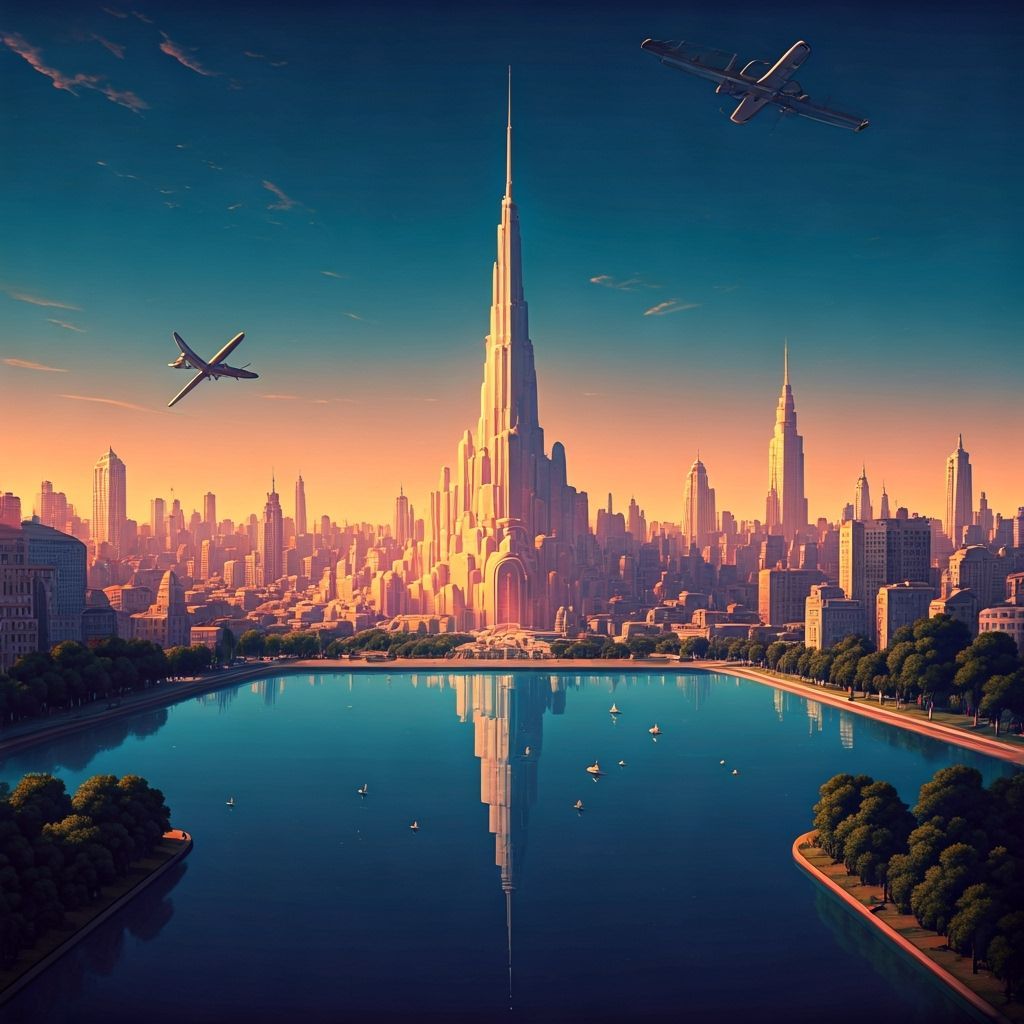 Vintage 1950s Travel Poster for Imaginary City