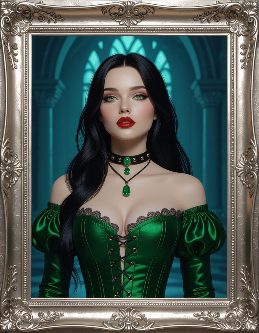 Elegant Handmaiden Portrait in Dark Fantasy Style
