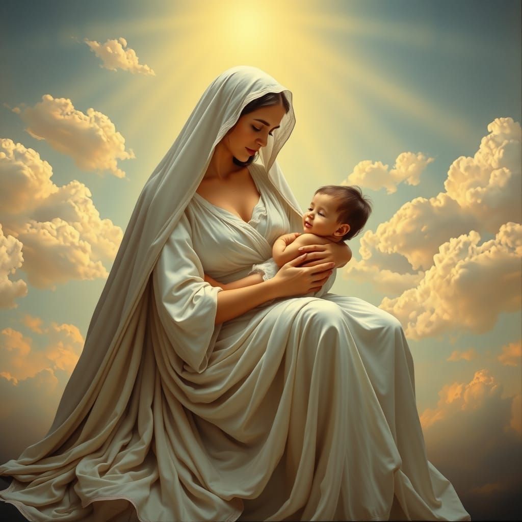Mother's Devotion in Ethereal Surrealism