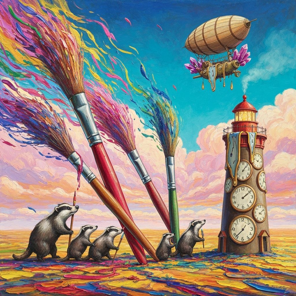 Surreal Brush Tree Landscape in Gouache Style