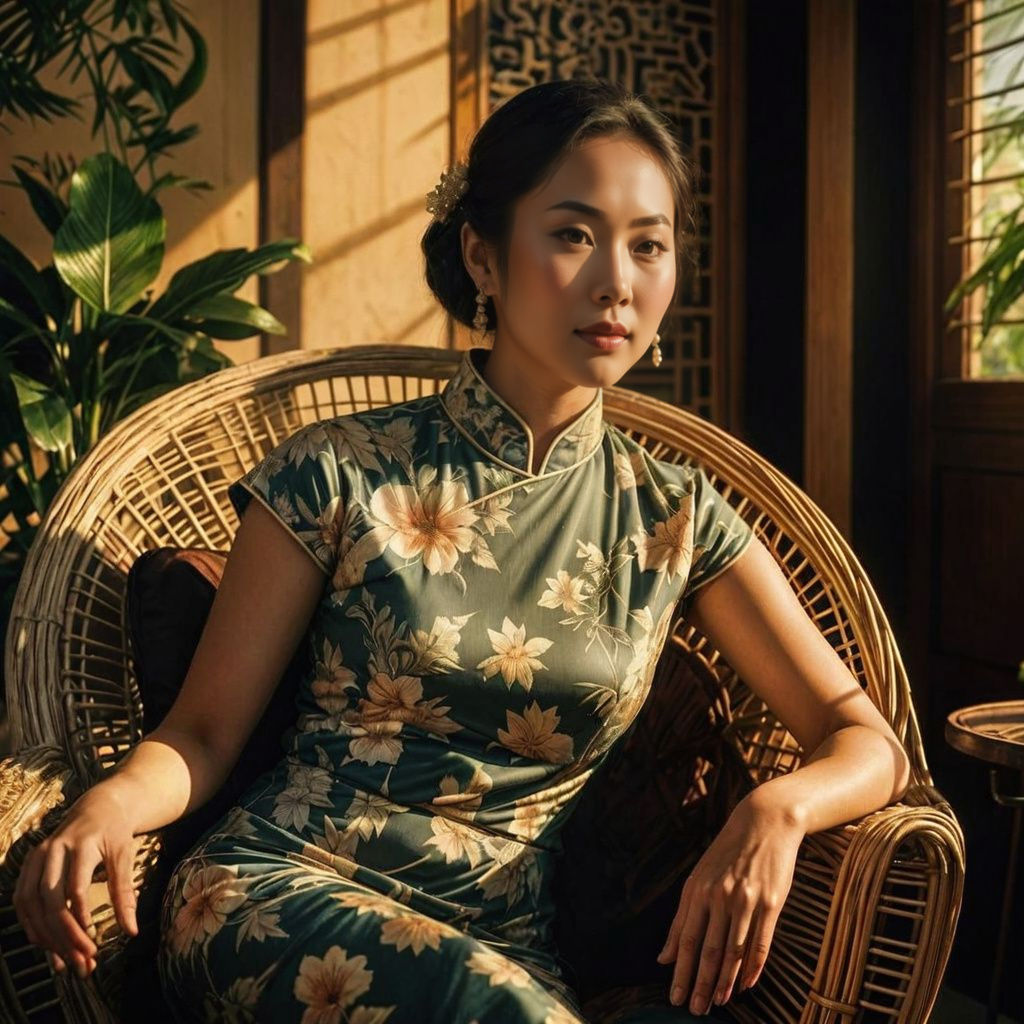 Chinese Woman in Cheongsam: Cinematic Film Still
