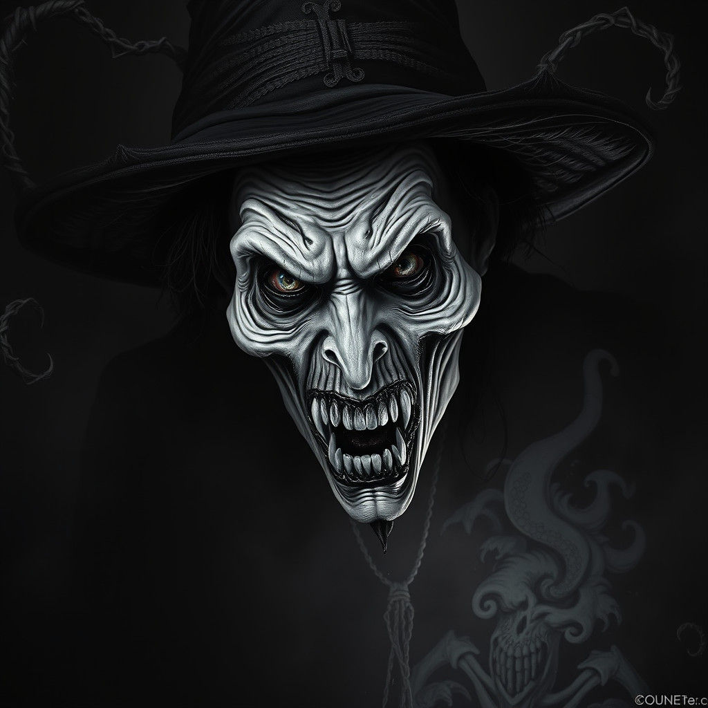 Grotesque Witch with Terror Face in Dark Fantasy Art