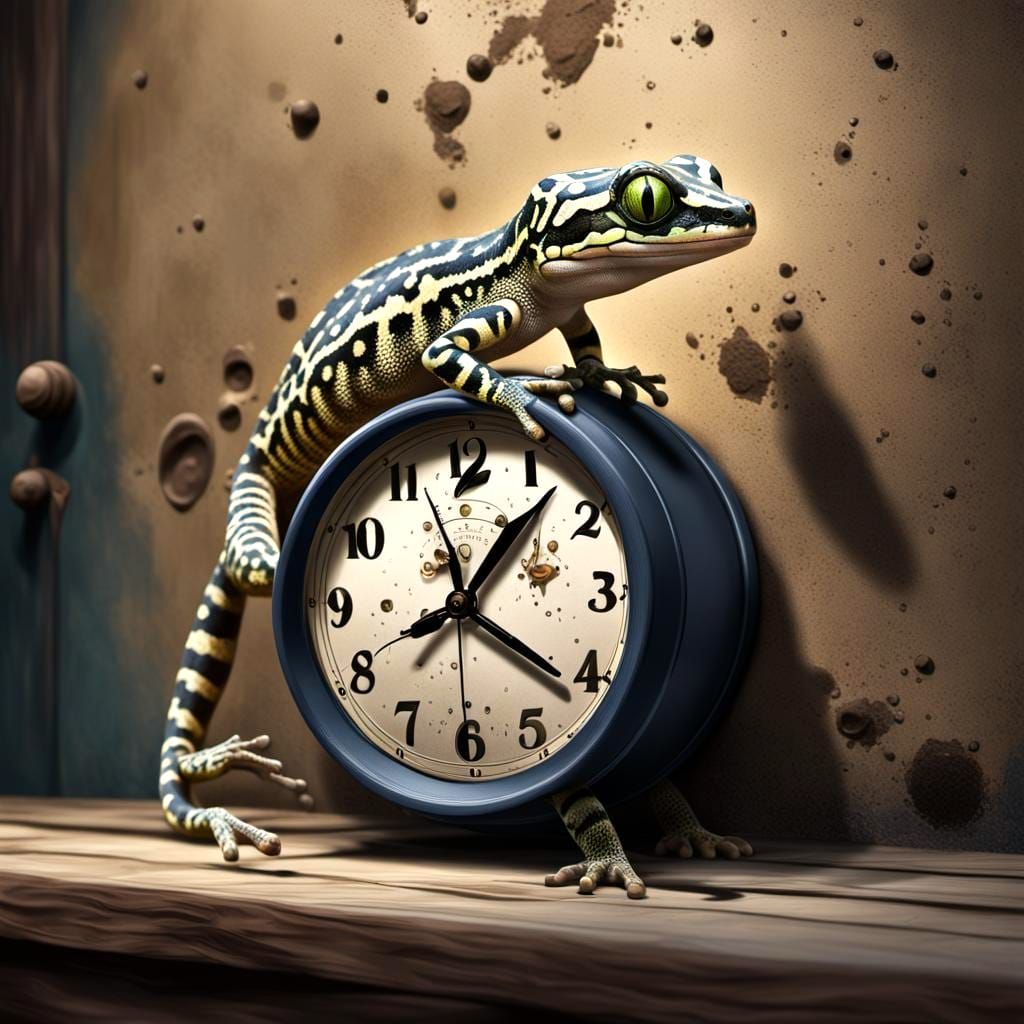 Surreal Gecko Crawling: Hyperrealistic Concept Art