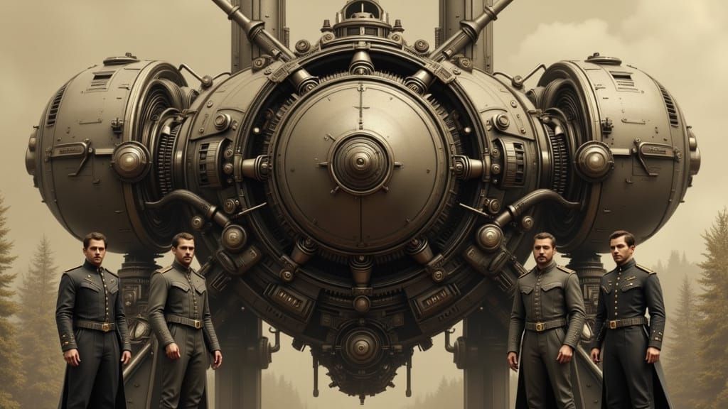 Steampunk War Machine with Retro-Futuristic Style