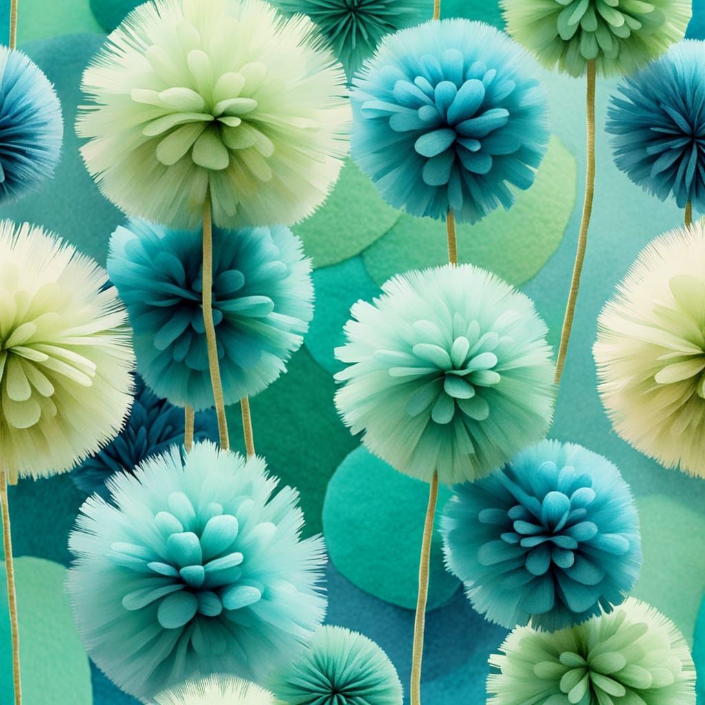 Abstract Pompoms in Paul Klee Watercolor Style