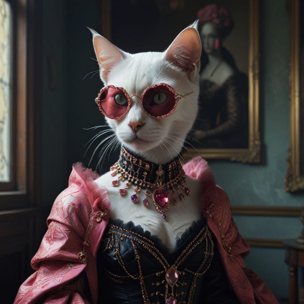 Sensual Feline Goddess in Opulent Living Room