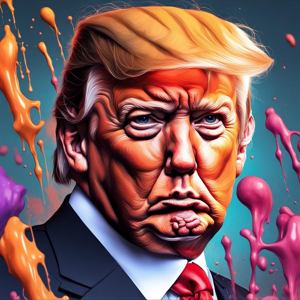 Hyperrealistic Portrait of Donald Trump in Splash Art Style