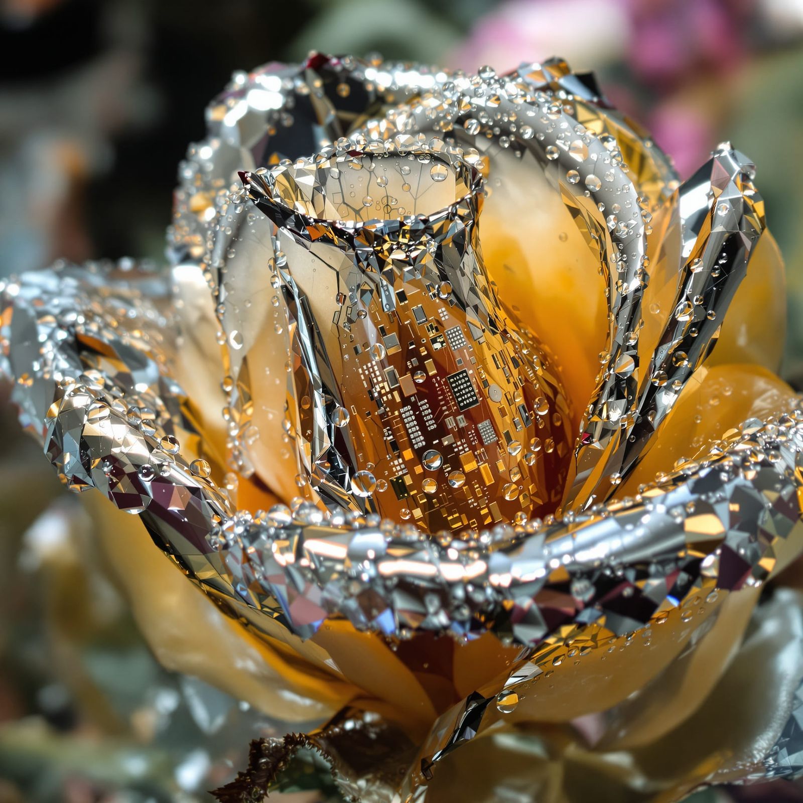 Mechanical Rose: Nature Meets Technology in Macro Detail