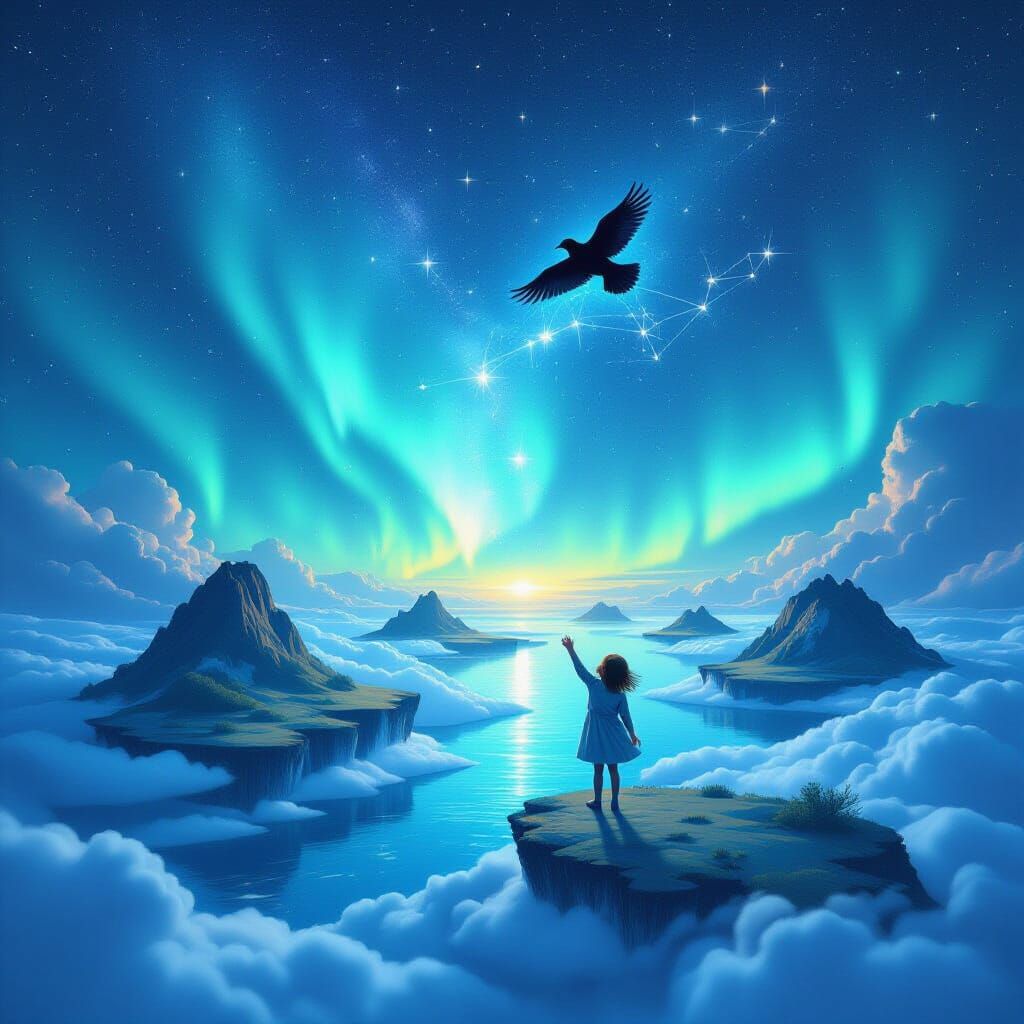 Surreal Starlight Islands and a Raven Constellation