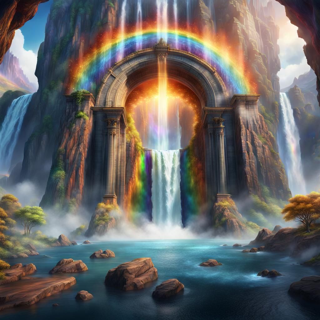 Rainbow Fire Portal in a Detailed Matte Painting