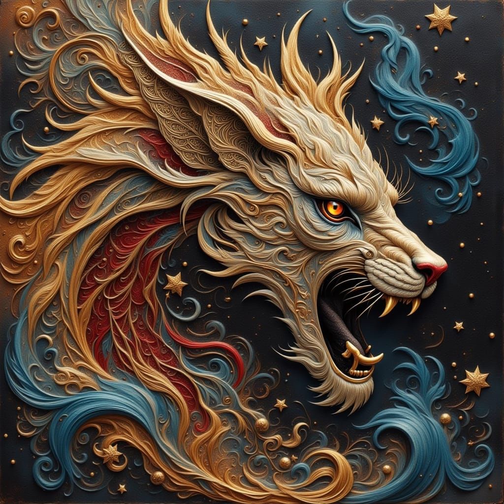 Abstract Dragon with Hearts and Flux