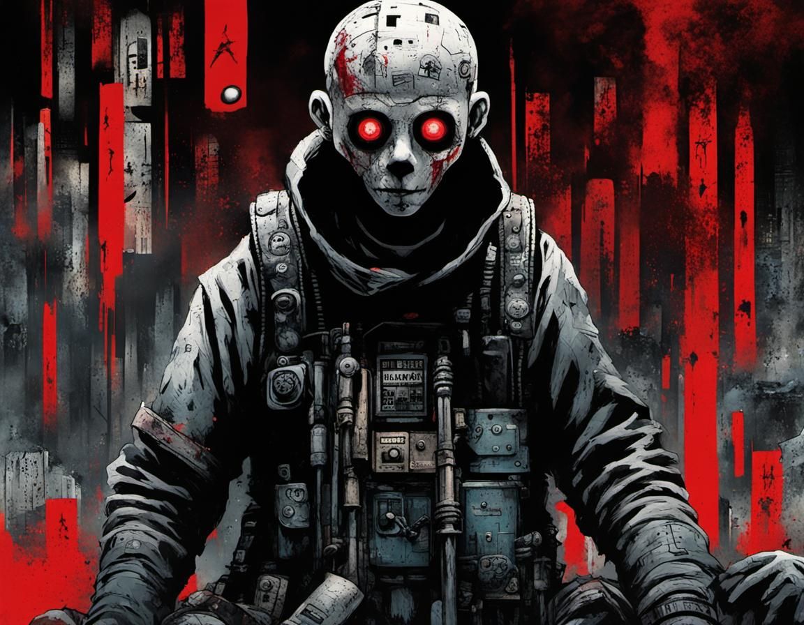 Dystopian Anti-AI Concept Art in Gritty Style