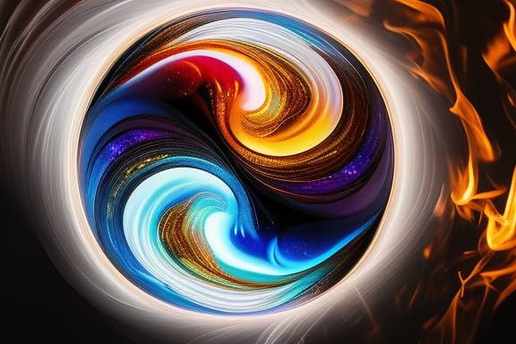 Yin Yang Symbol in Precious Elements: Digital Art