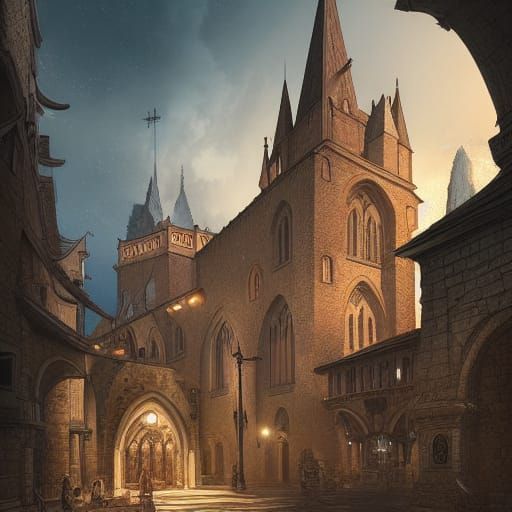 Medieval Italian Church in Storybook Style