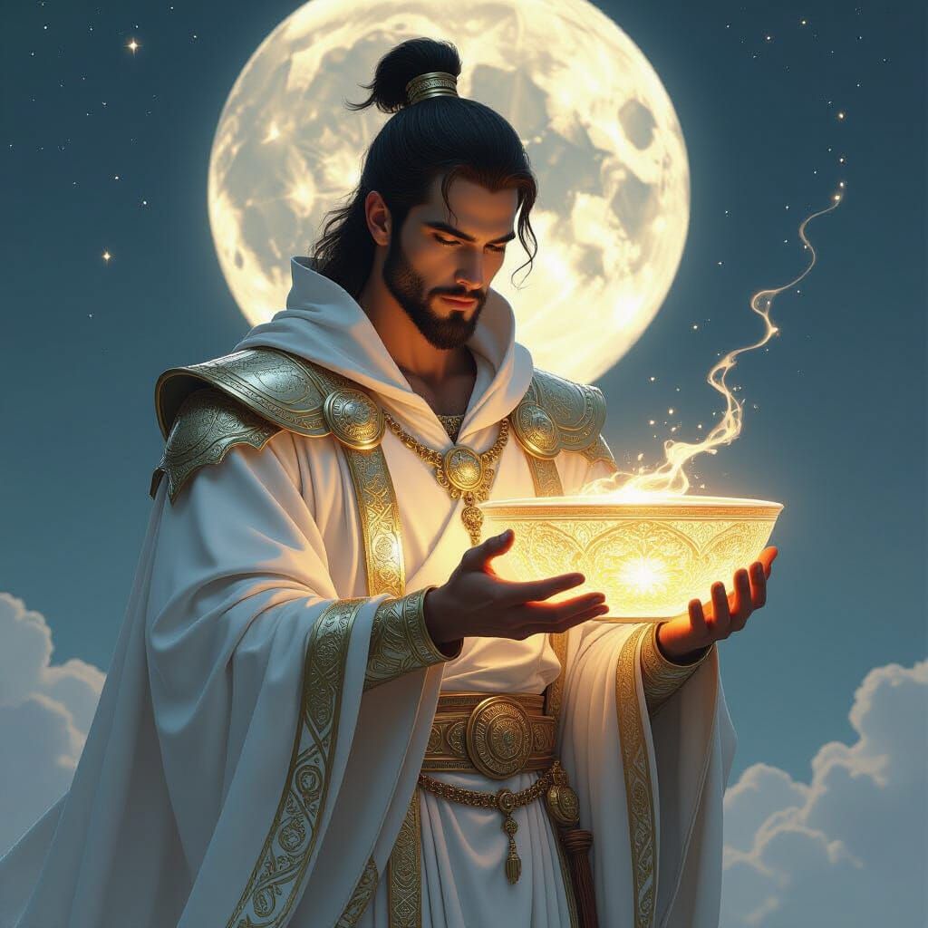 Male God of the Moon Holding Light