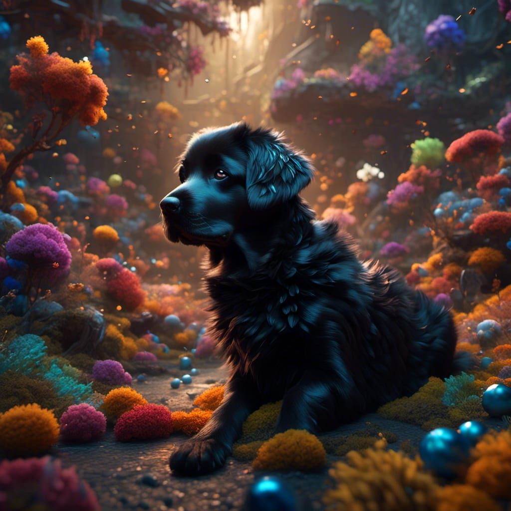 Cute Black Lab Portrait in Detailed Digital Art