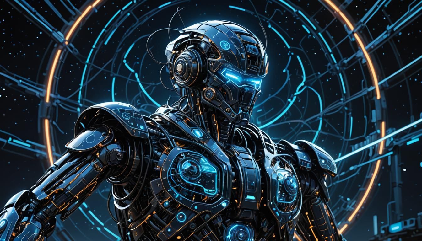 Futuristic Robot in Abstract Expressionism Style