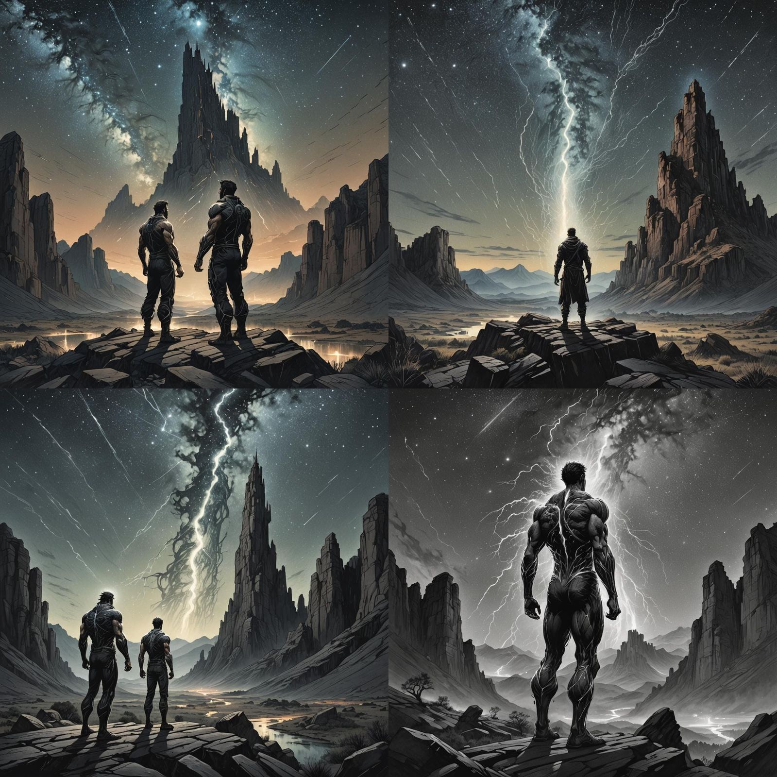 Man Channels Distant Power in Fantasy Landscape