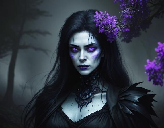 Cybernetic Vampire Ascends in Blue Fire, Close-up Portrait