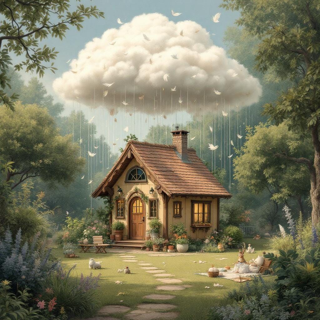 Feather Rain on Tiny Home: Miyazaki-esque Dreamscape