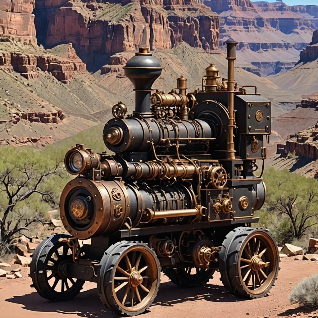 Steampunk Engine on Grand Canyon Donkey Trail