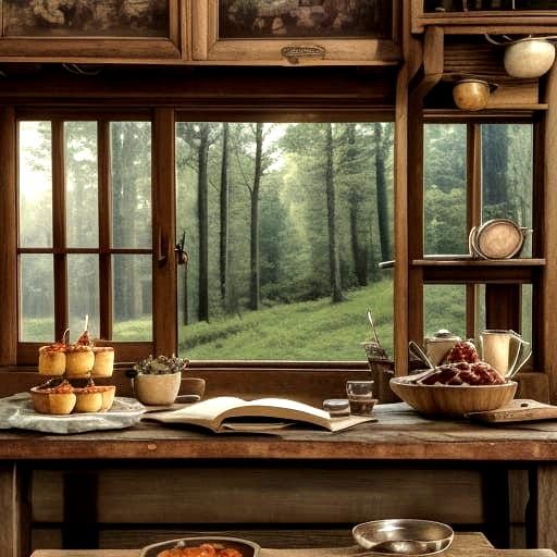 Realistic Country Market Fair Scene on Open Book