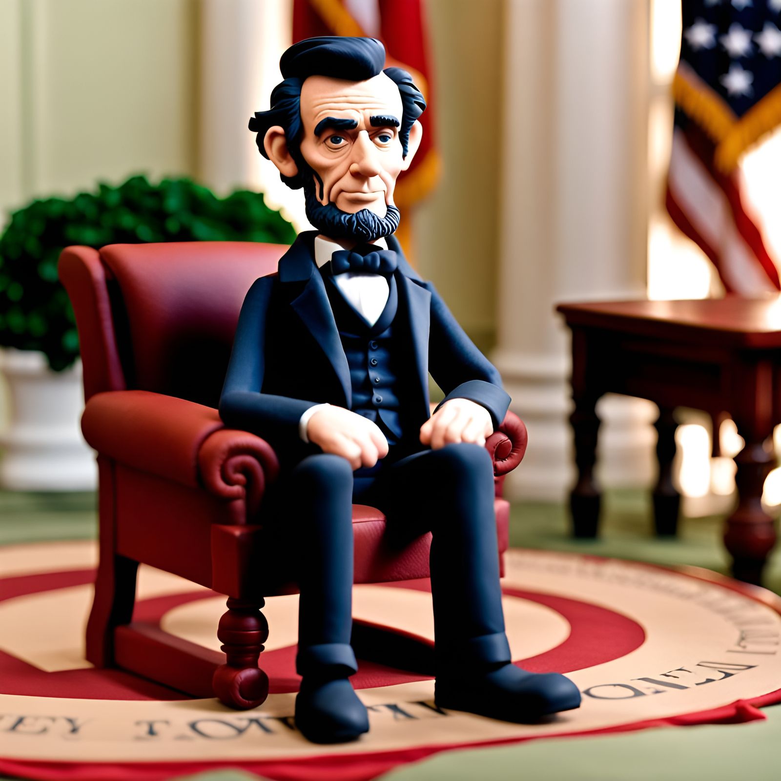 Claymation Abraham Lincoln in Oval Office