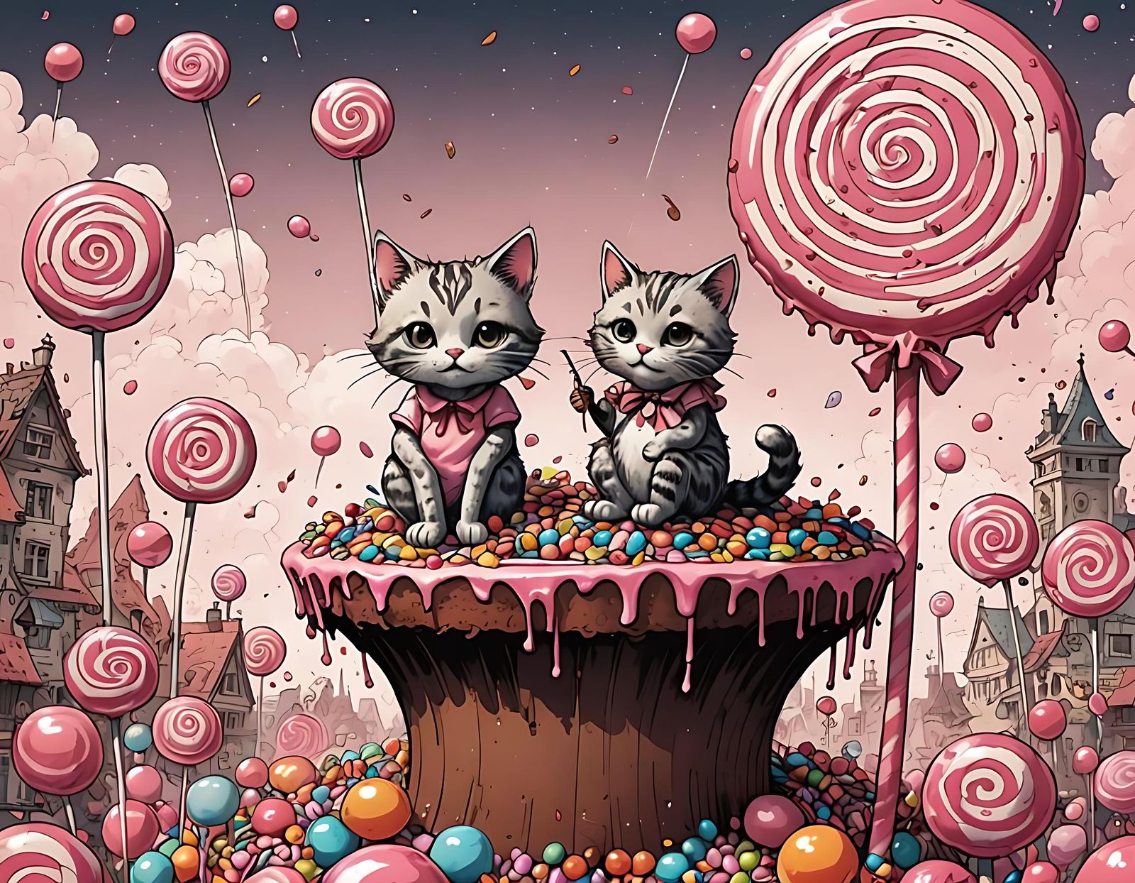 Pink Candy Land Storybook Illustration