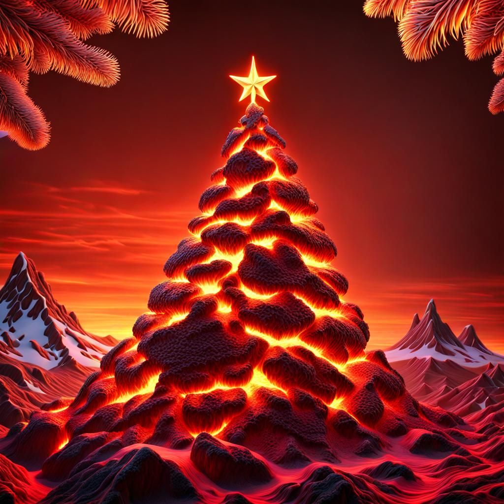 Lava Christmas Tree in Hyperdetailed 3D Render