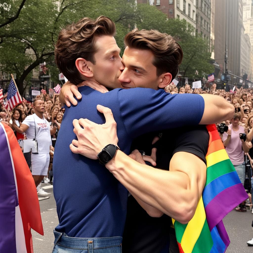 Celebrities Embrace at Pride Parade